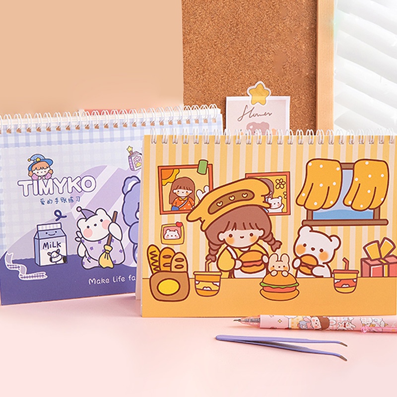 40 Lembar Stiker Kertas Motif Kartun Ukuran A5 / A4