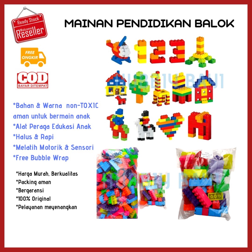 BEST SELLER Mainan Edukasi Anak Balok Susun Lego Kecil Berat 100gram Bayi Balita TK Paud