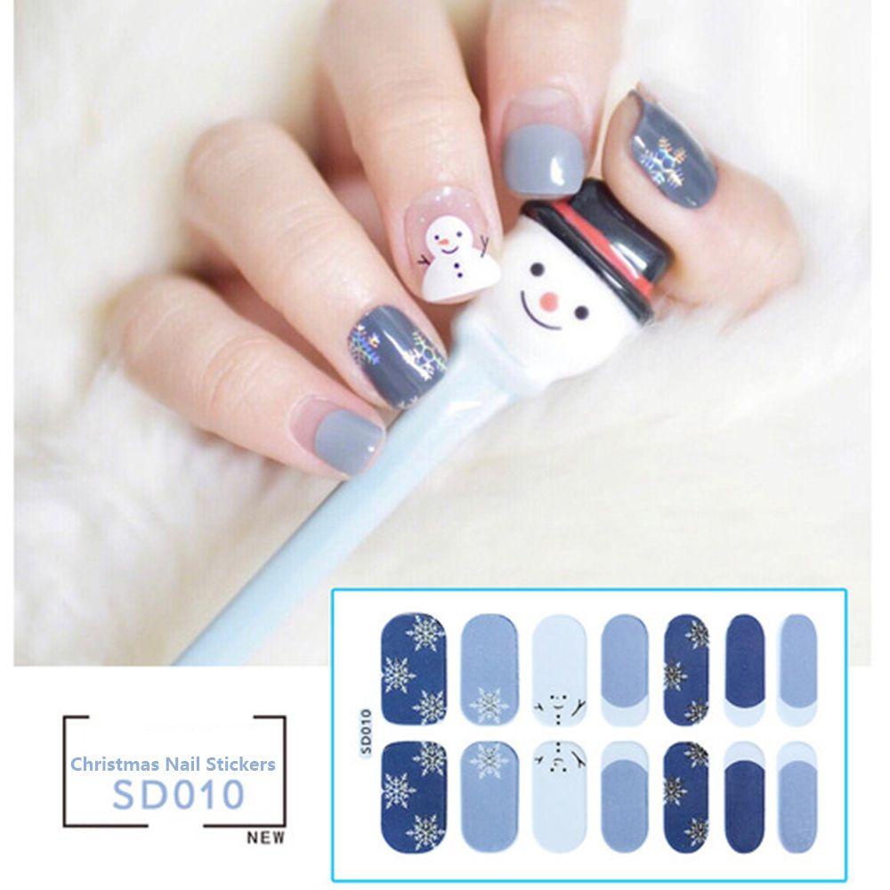 Chooky Stiker Kuku Motif Santa Claus / Snowman / Natal Untuk Dekorasi Manicure / Nail Art