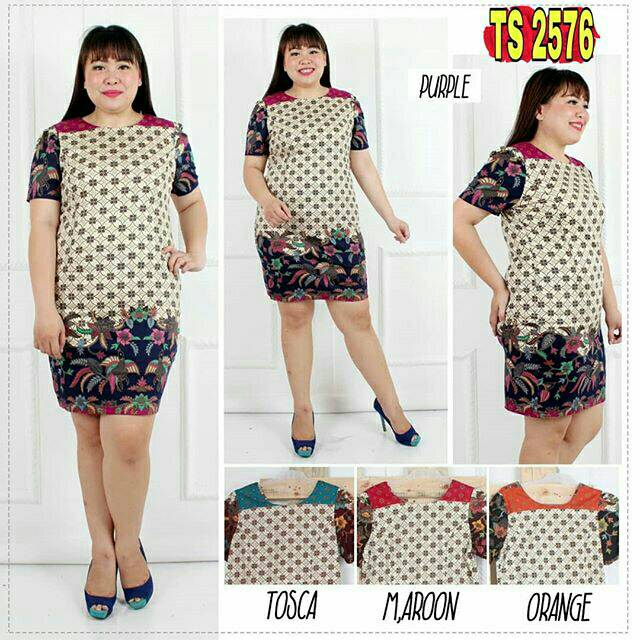 TS2576/ Dress Batik Wanita Katun Stretch Modern Batik Sackdress Jumbo Big Size