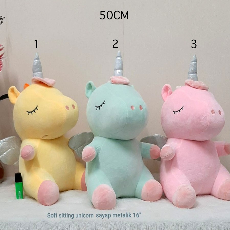 Boneka soft unicorn bahan sangat lembut kuda sayap unicorn souvenir animal kado pony sayap