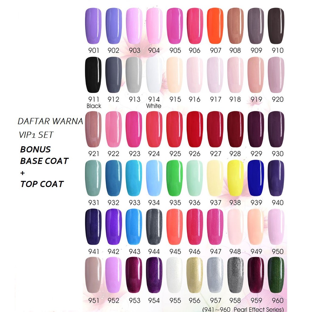 ORIGINAL VIP SET UV GEL Nail Polish 60pcs + Free Top Coat Base Coat