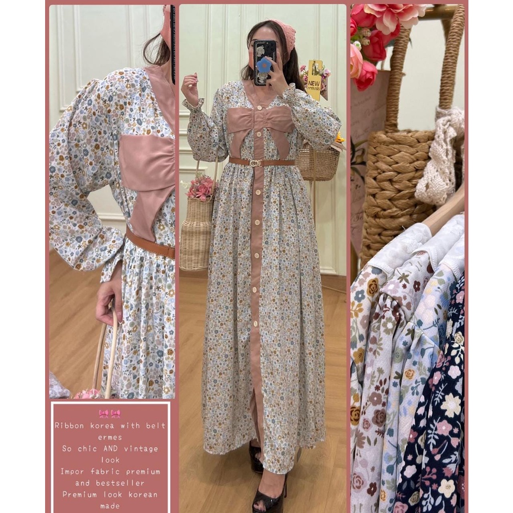 DRESS KOREA PITA RIBBON KOREA GAMIS YUNA FASHION