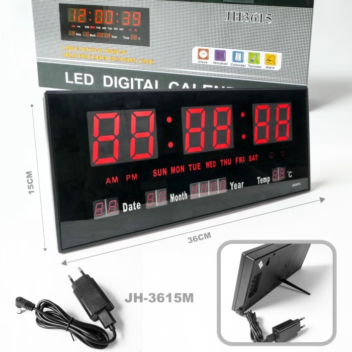 Jam Dinding Digital LED Merah 3615 - Merah