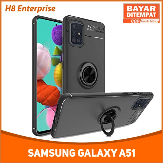 Autofocus Magnetic Ring Case for Samsung Galaxy A51 Invisible Case Auto Focus iRing - Hitam