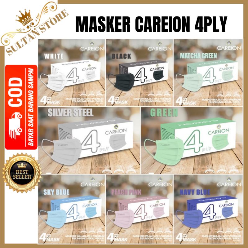 masker Careion 4ply isi 50 pcs earloop premium series warna warni masker medis masker kesehatan care