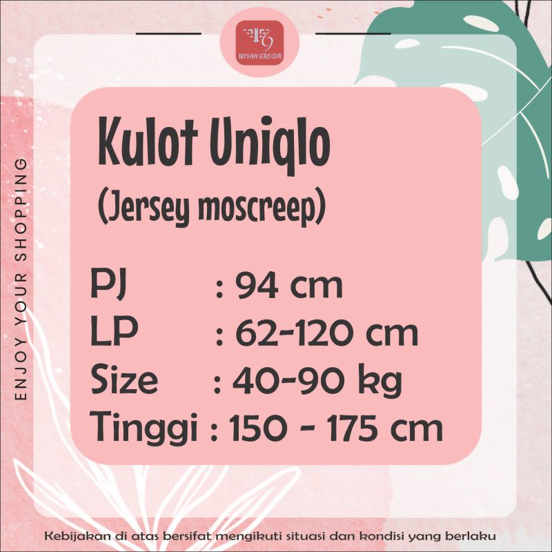 COD KULOT UNIQLO PREMIUM/ KULOT JUMBO / KULOT HIGH WAIST /KULOT RIBBON TALI SERUT /KULOT JERSY UNIQLO