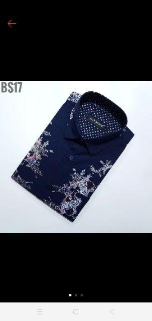 Kemeja Batik Pria Lengan Pendek Bs17 Katun Modern Dixmont Semi Slimfit Premium