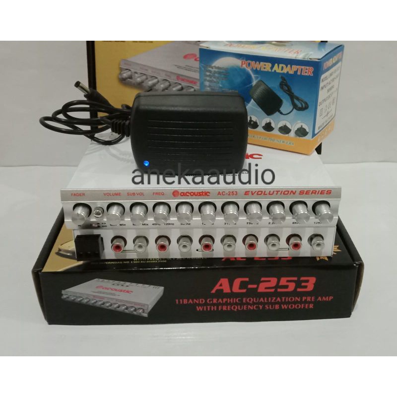 Parametrik Pre Amp ACOUSTIC AC-253 Equalizer 11 band + adaptor