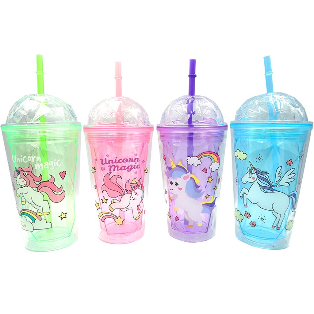 Botol Minum Plastik Lucu Karakter Unicorn 4 Varian Warna Unik Berkualitas