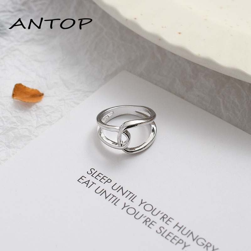 1 Pc Korea Hip Hop Keren Geometris Bulat Cross Cincin Sederhana Fashion Perhiasan Unisex ANTOP