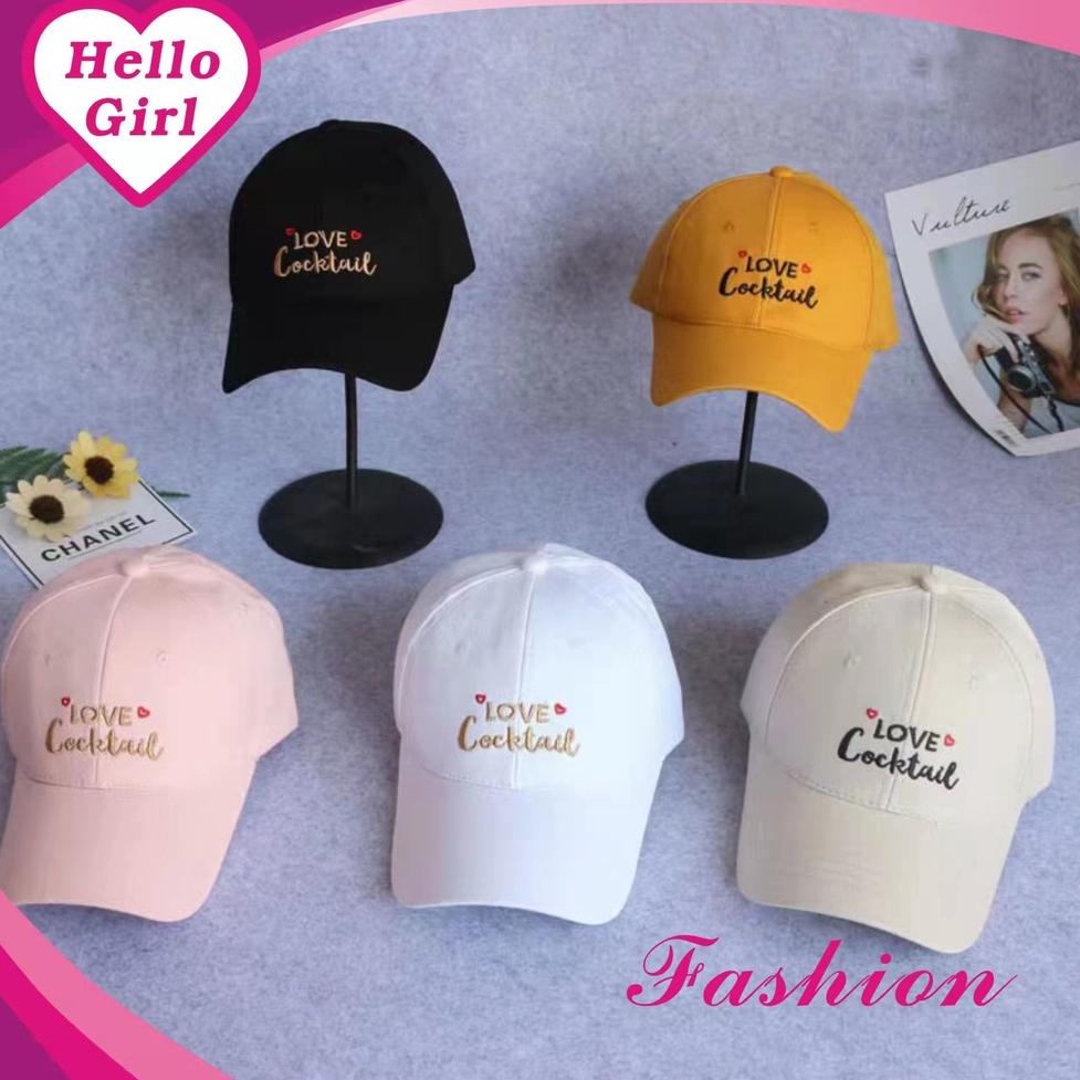 Ready stock.. (Hello Girl)MZ14 Topi Baseball Wanita Import Motif Love Cocktail KMN .