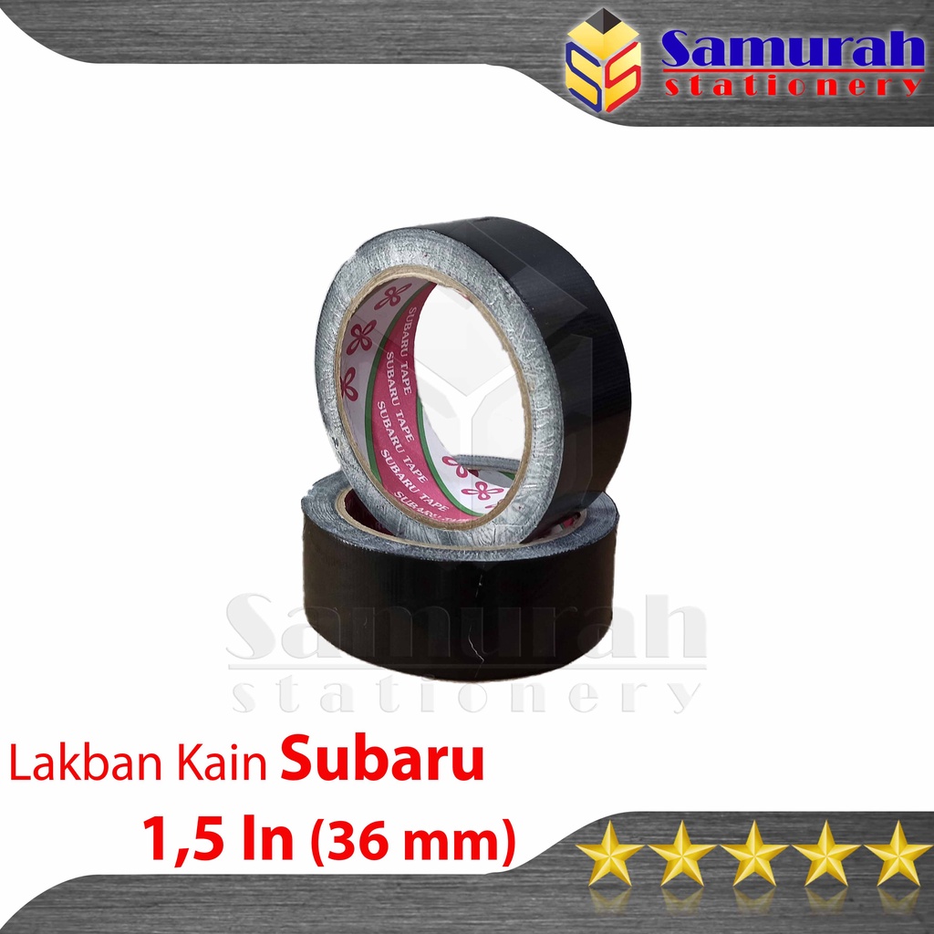

Lakban Kain Subaru 36 mm x 12 Meter Warna Hitam / Cloth Tape 1,5" inch Black / 1,5 In Plakban Jilid Perekat