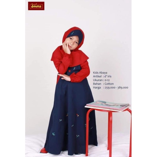 DANNIS Gamis Anak D'Iris Merah Navy