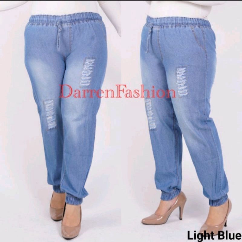 Celana Panjang Jogger  Ripped Tidak Tembus Jumbo Jeans Denim . Jogger Sobek SPR