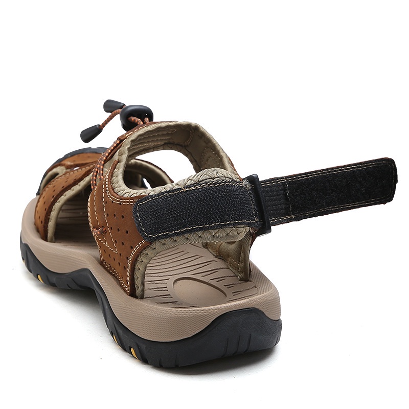 COD Fashion Kulit Asli Handmade Sandal Hiking Gunung Pria Original Sendal Trekking Keren Bernapas Musim Panas Outdoor 012