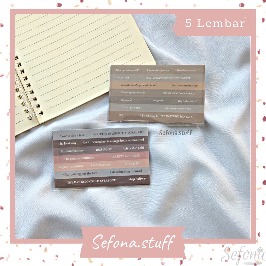

5 Lembar Stiker The English Library Stickers | Stiker Quotes / Kata-kata Motivasi / Bijak Bahasa Inggris Dekorasi Bullet Journal Planner Scrapbook Aesthetic