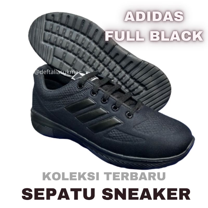 SEPATU SPORT PRIA ADIDAS FULL BLACK