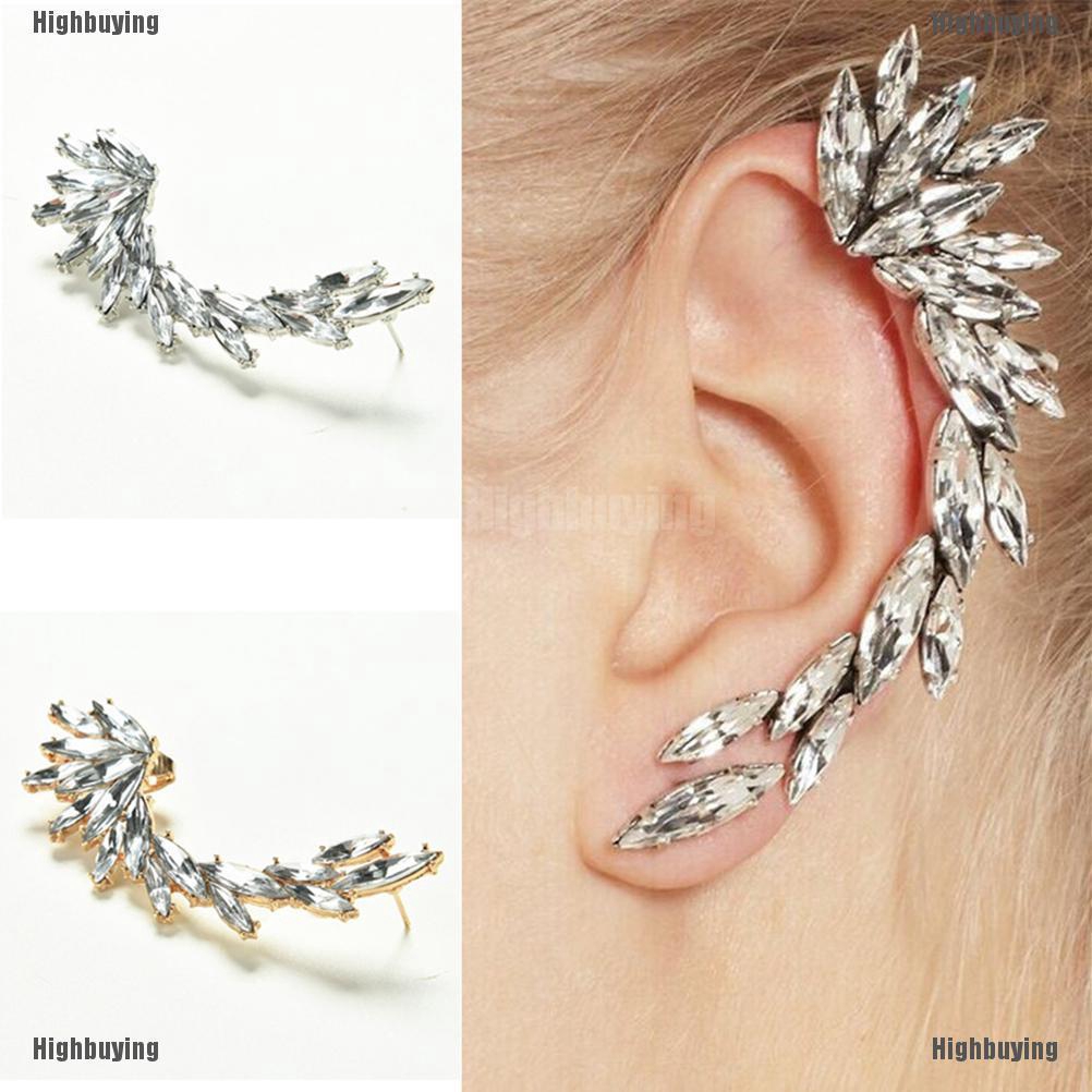 Hbid 1pc Anting Clip On Aksen Berlian Imitasi Untuk Wanita