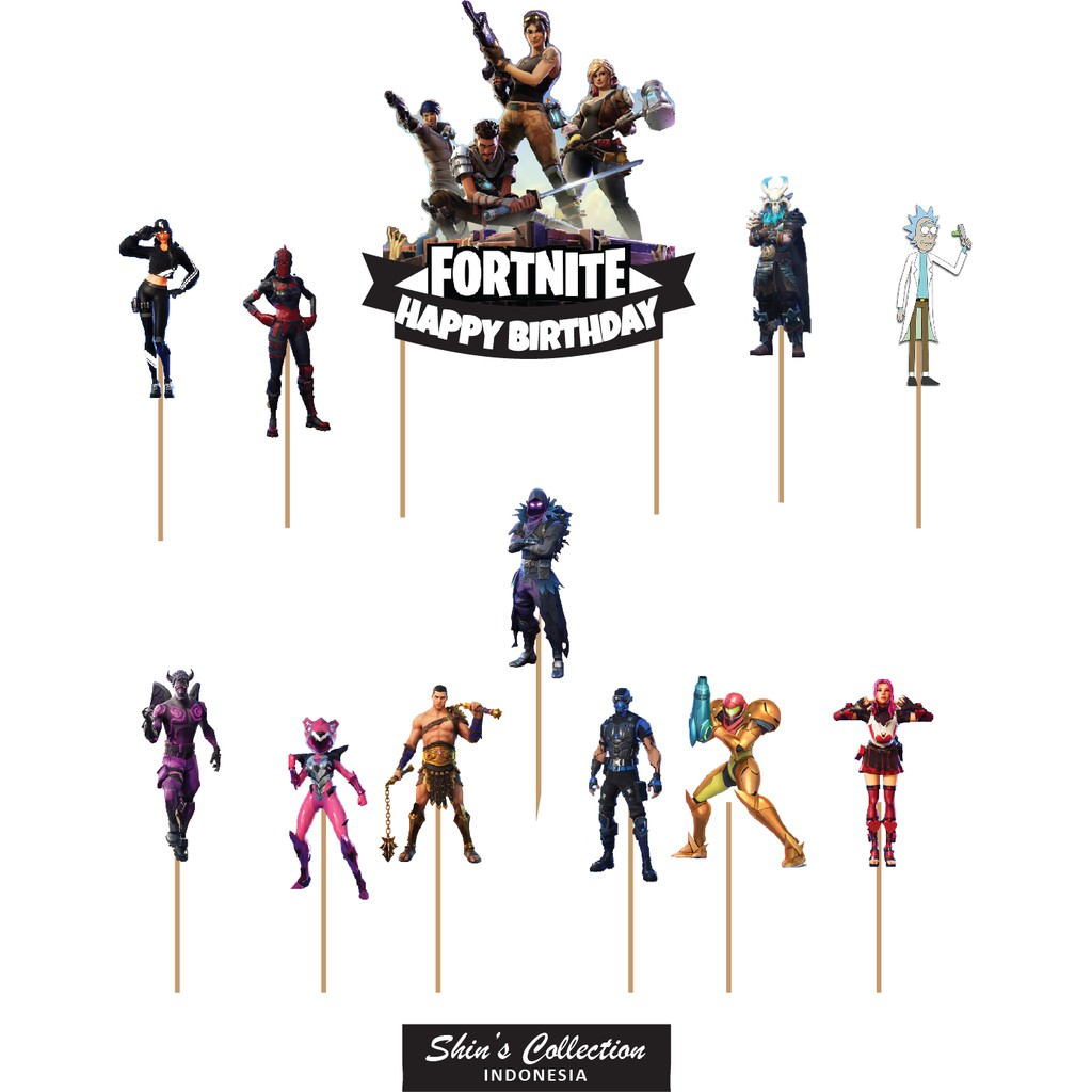 Jual Cake Topper Fortnite 1 Set Isi 12 Pc Indonesia|Shopee Indonesia