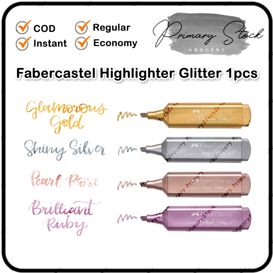 

Stabilo Glitter Highlighter Pen Faber Castell Gliter Highliter Gold Emas Silver Ungu Textliner Metallic
