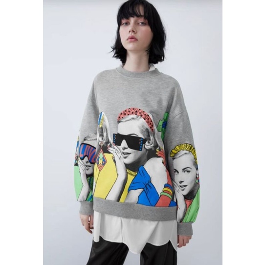 SWEATER CEWEK SWEATER ZARA SWEATER OVERSIZE SWEATER ZARA GIRL GREY SWEATER WANITA SWEATER KOREA KAOS