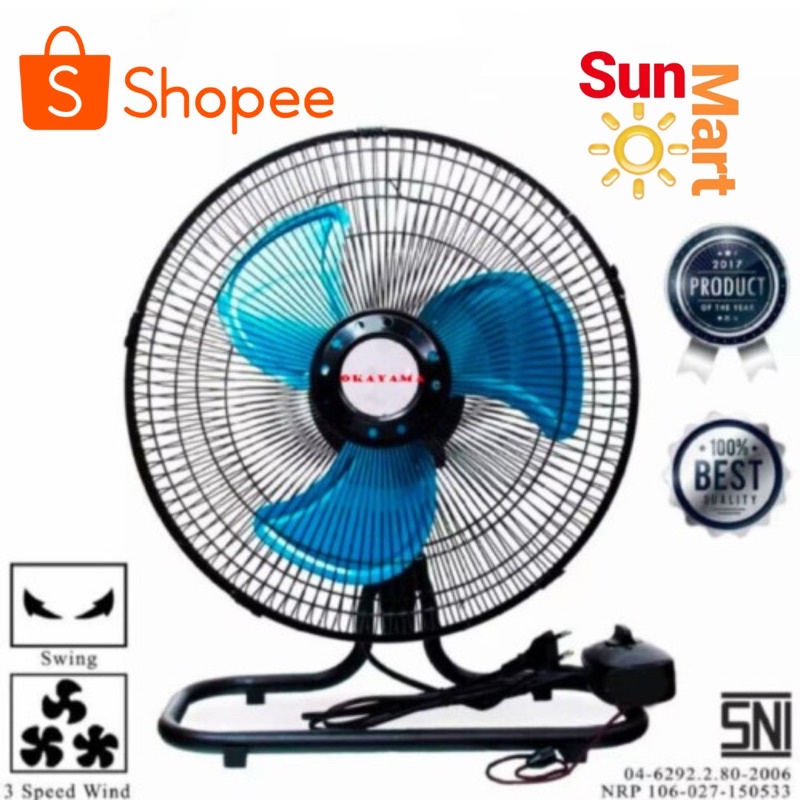 KIPAS ANGIN OKAYAMA 12 INCH BESI DESK FAN OKAYAMA 2IN1