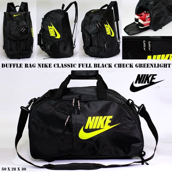 Tas Olahraga Fitness Mudik Duffle Bag Nike Classic Hitam Lis Putih