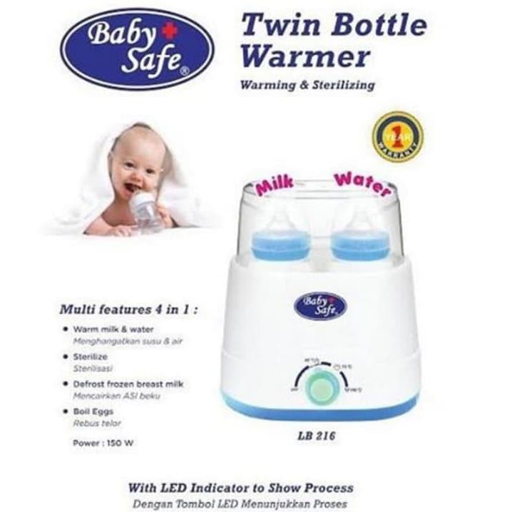 BABY SAFE - TWIN BOTTLE WARMER &amp; STERILIZER ( LB216 ) / STERIL BOTOL SUSU BAYI