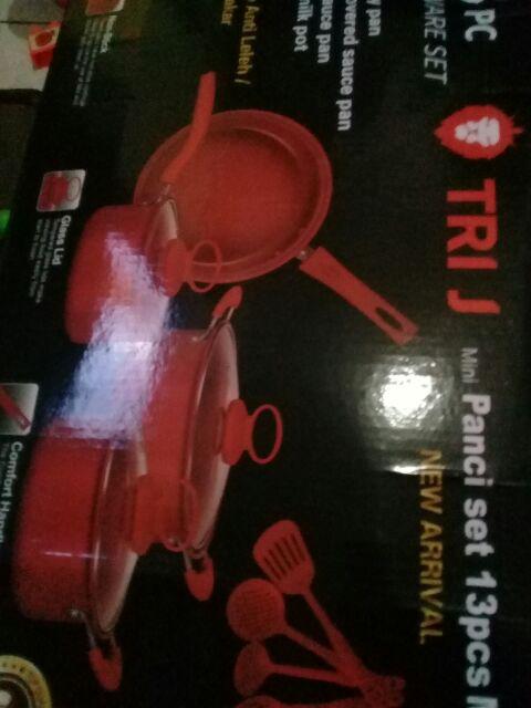 Free Bubble Wrap Panci Teflon Set 13pcs Tri J/ Panci Set Marble 13pcs