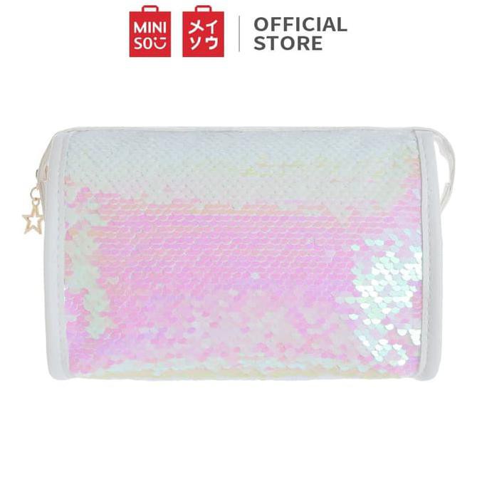 MINISO Tas Kosmetik Tempat Makeup Cosmetic Bag Square Glitter Travel - Hitam