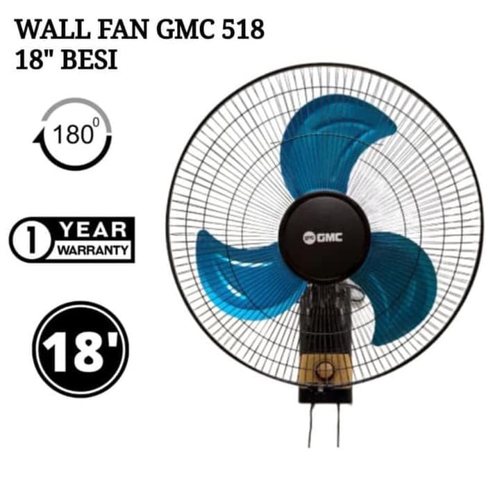 Kipas Angin Dinding Besi GMC 518 Wall Fan 18 inch Tembok Metal SNI Garansi Resmi Swing 3 Kecepatan