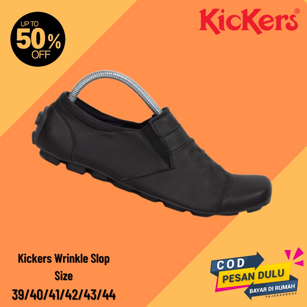 BEST SELLER!! Sepatu Kasual Slip On Pria Kickers Wrinkel Hitam Selop Casual Santai Kerja Murah Cowok