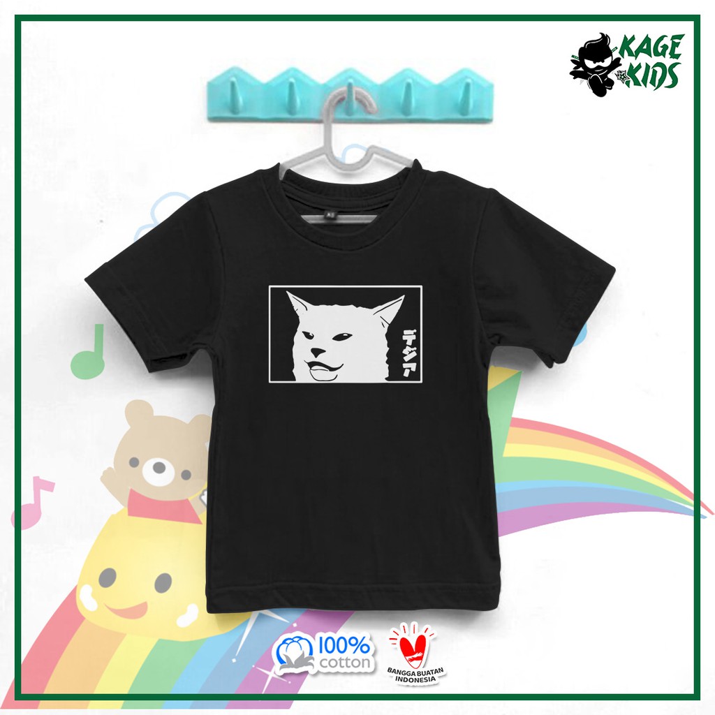Kaos Baju Distro Anak CAT MEME SHITPOST KUCING 100% Cotton Combed 30S Lucu Keren / T Shirt Parodi