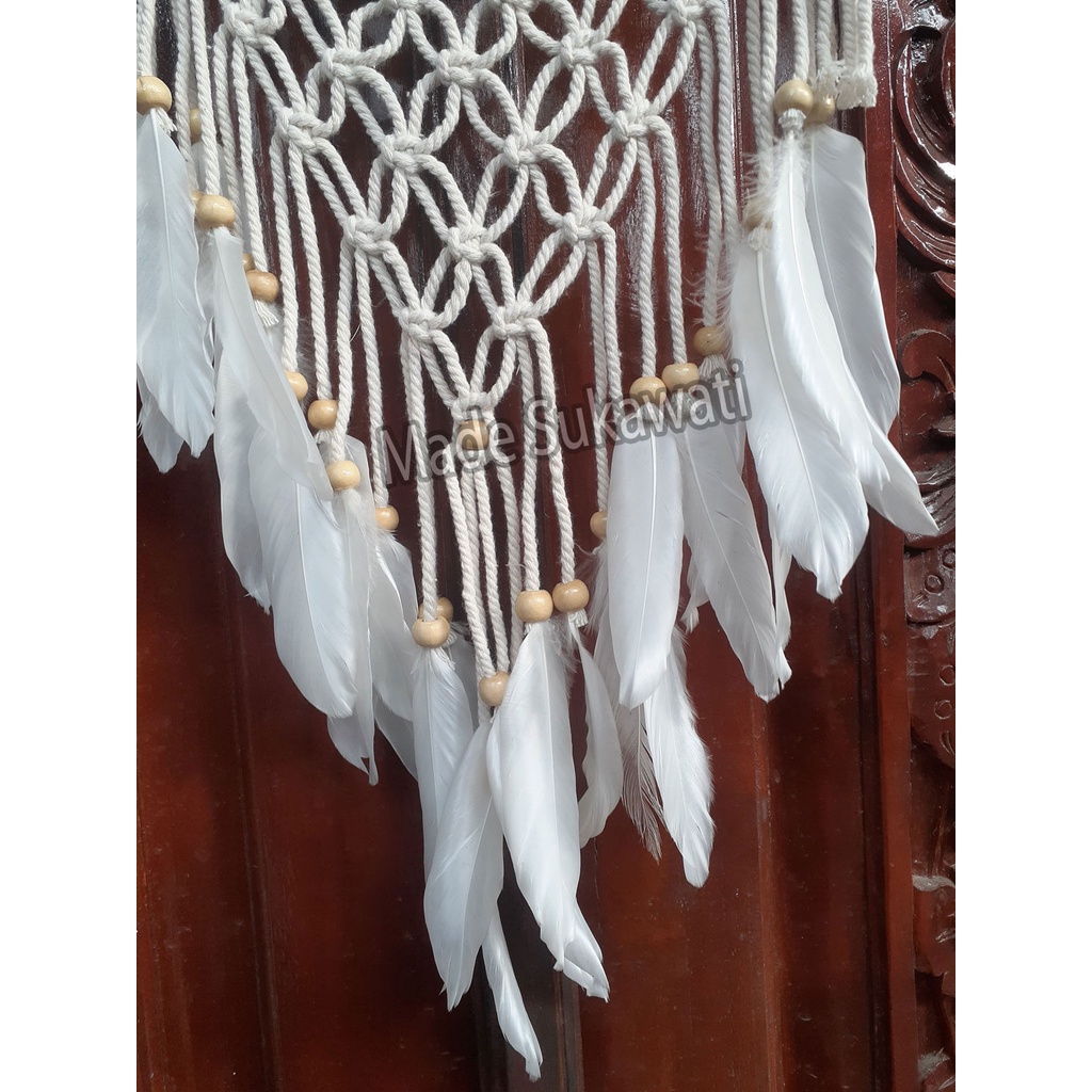 Dream catcher sulam rajut lingkar rotan 22cm hiasan dekorasi