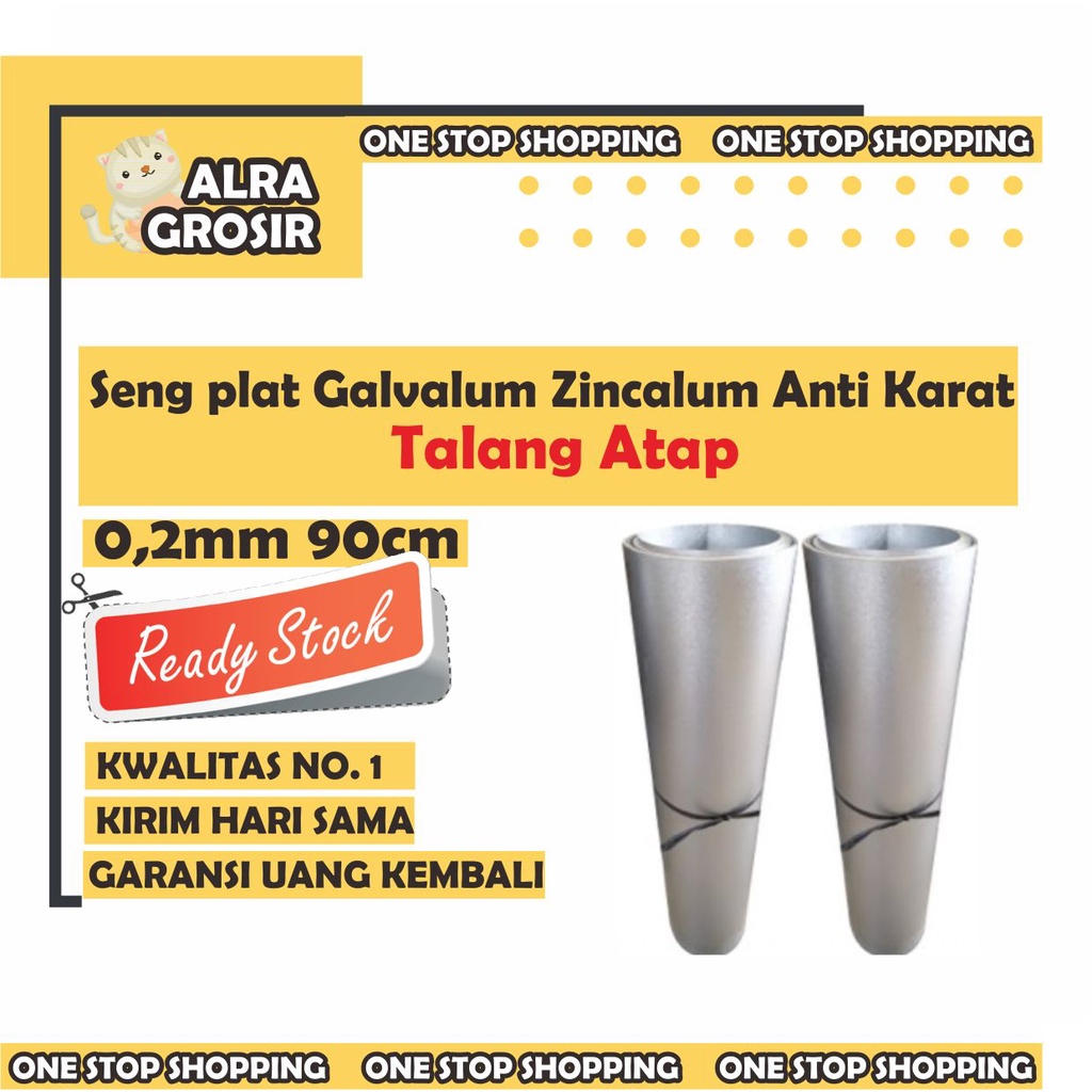Seng plat Galvalum Zincalum Anti Karat 0,2mm 90cm Talang Atap