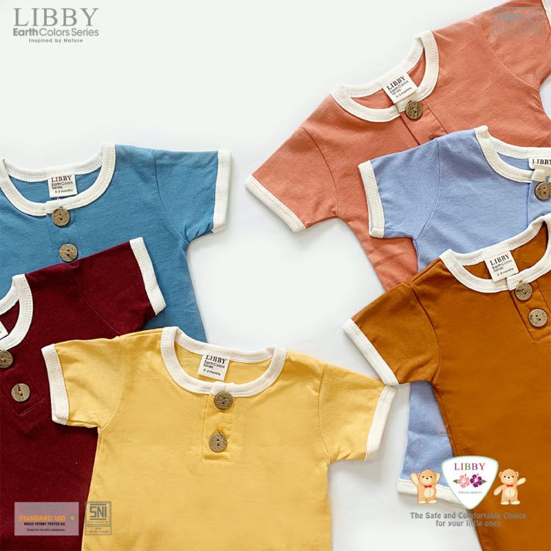 Libby earth colors FLYNN ROMPER terbaru / romper Libby baby / kodok segi empat Libby / baju Jumper segi empat Libby baby new born - setahunan