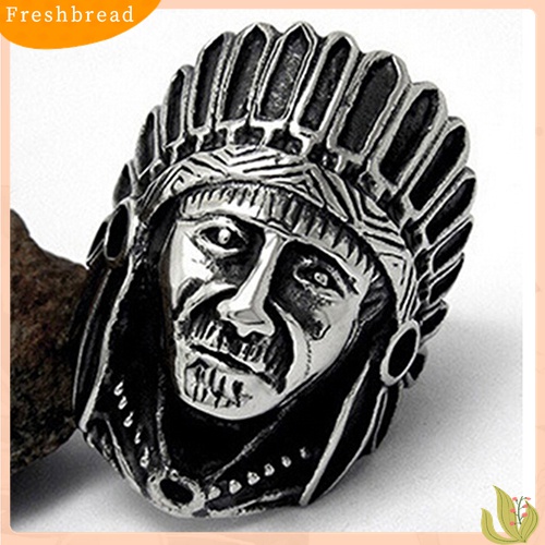 [TERLARIS]Men Women Vintage Alloy Indian Chief Pattern Finger Ring Punk Jewelry Charm