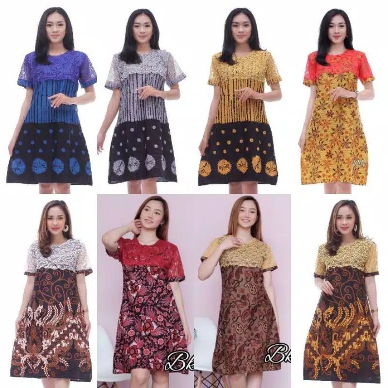 dress batik kombinasi brokat