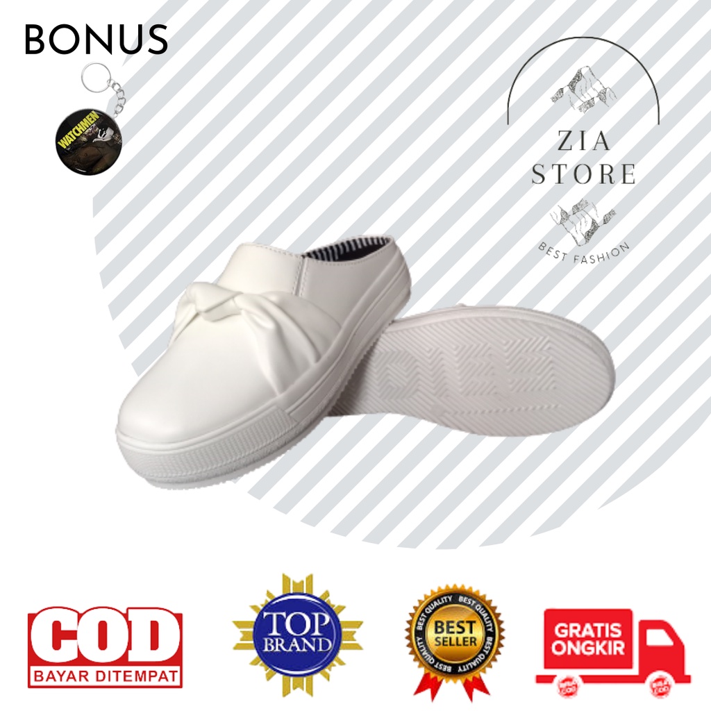 TNZ TUTONG WANITA PUTIH SEPATU WANITA WHITE SNEAKES SLIP ON WANITA SANDAL WANITA TERBARU SEPATU SLIP