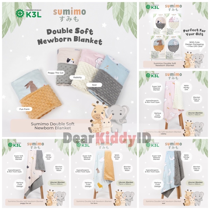 Sumimo DOUBLE SOFT NEWBORN BLANKET / Selimut Bayi Bahan Sangat Lembut