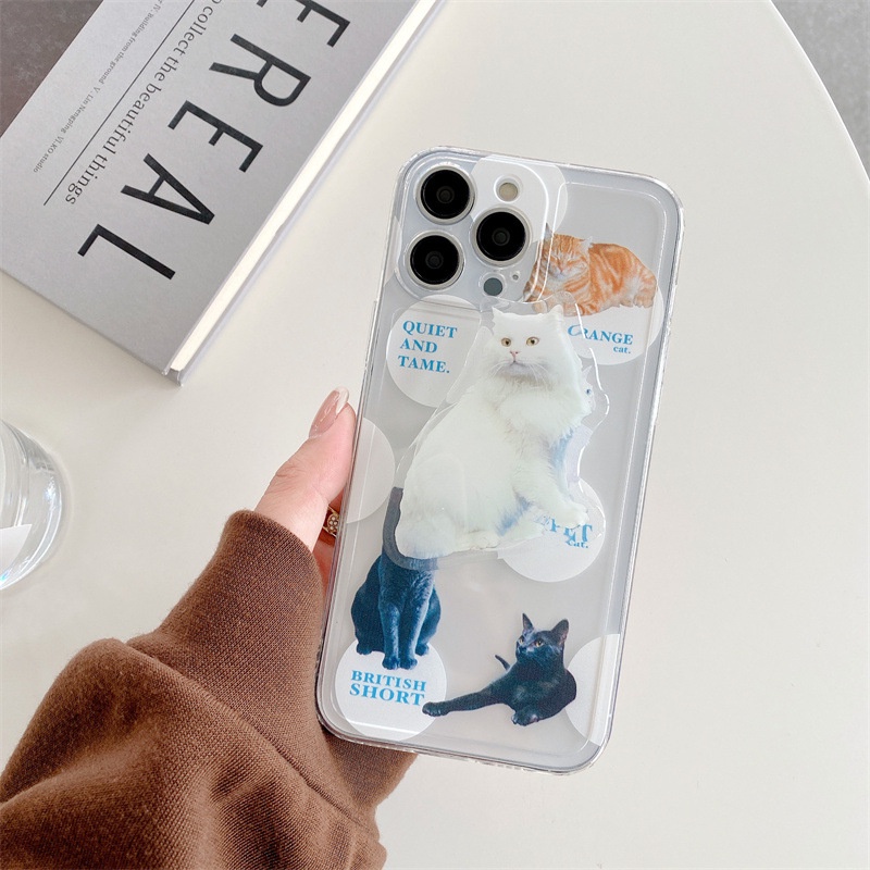 Soft Case Pelindung Bahan TPU Motif Hewan Kucing Untuk Iphone 7 8 PLUS X XR XS 11 12 13 MINI PRO MAX SE 2020