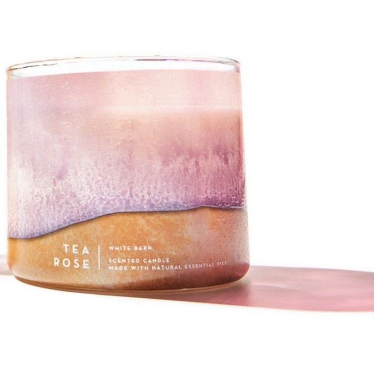 BATH &amp; BODY WORKS BBW TEA ROSE 3 WICK SCENTED CANDLE 411 G PENGHARUM RUANGAN