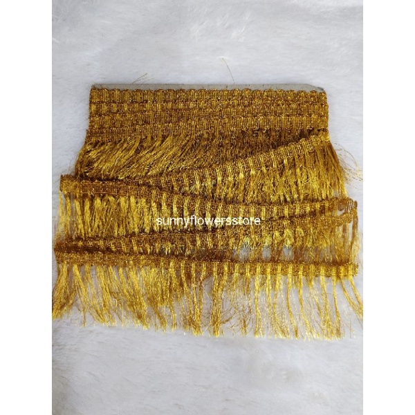 Renda rumbai gold silver  isi 17 yard