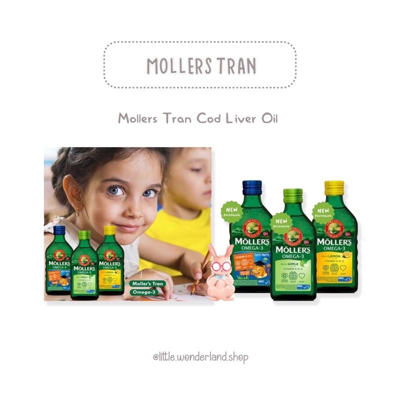 Mollers Tran Cod Liver Oil Tutti Frutti , Neutral, Lemon, Apple, Pharma (Vitamin A, D, E) 250 ml COD liver Omega 3