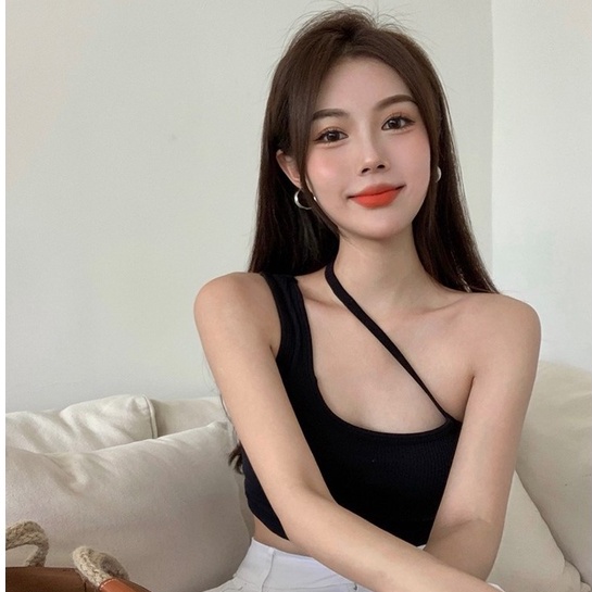 Blackpink TankTop Wanita Dengan Bra Wireless Bralette Atasan Tanpa Lengan Mulus 1219
