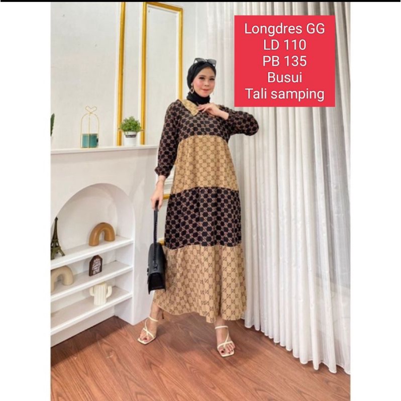 [COD] GAMIS MOTIF BUNGA TERBARU PAKAIAN WANITA BHUSUI JUMBO /