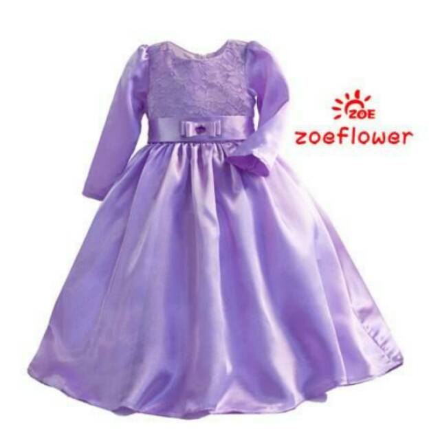 GAMIS ANAK SATIN BAJU PESTA ANAK UNGU