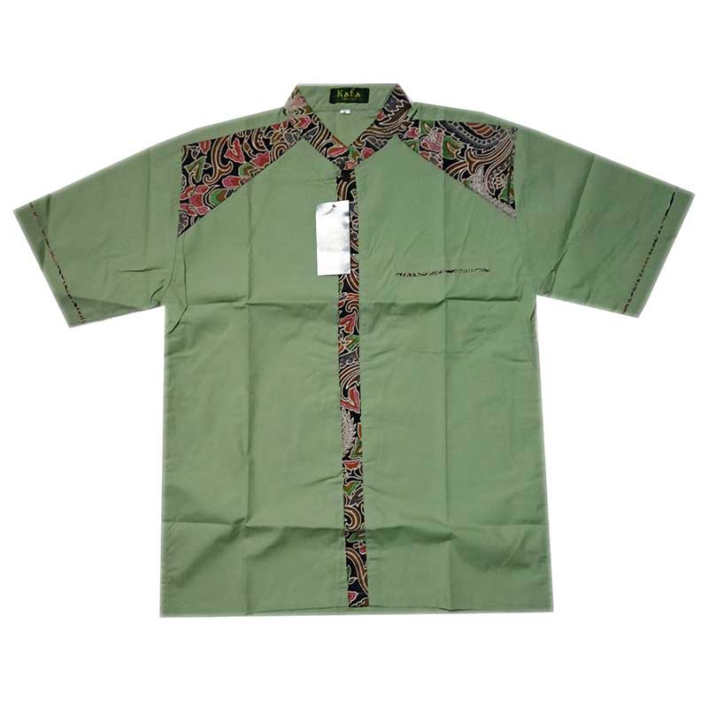 Baju Koko Kombinasi Batik Hijau