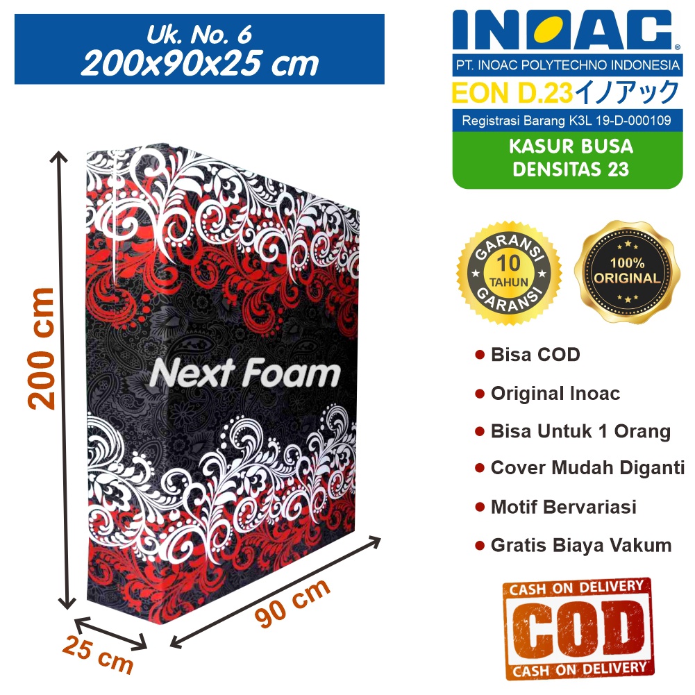 Kasur Busa Inoac Ukuran No 6 200x90x25 cm Tebal 25 cm EON D23 ORIGINAL INOAC Garansi 10 Tahun Asli